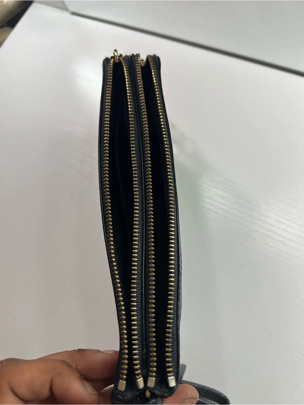 Coach Black Leather Wristlet Wallet with Cherry Charm